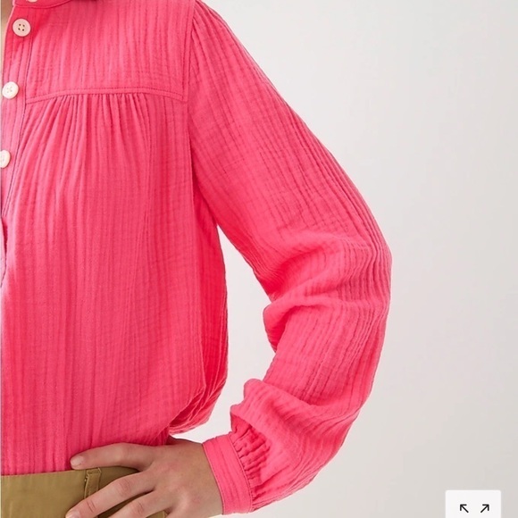 J crew fresco top soft gauze vivid begonia pink - Picture 2 of 4